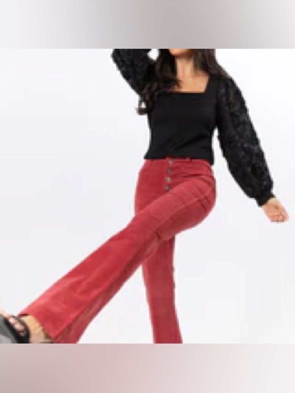Pink Lily I Can't Forget Burgundy Button Fly Corduroy Pants